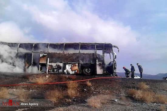 آتش‌سوزی اتوبوس در جاده سبزوار - نیشابور