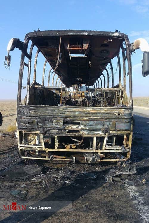 آتش‌سوزی اتوبوس در جاده سبزوار - نیشابور